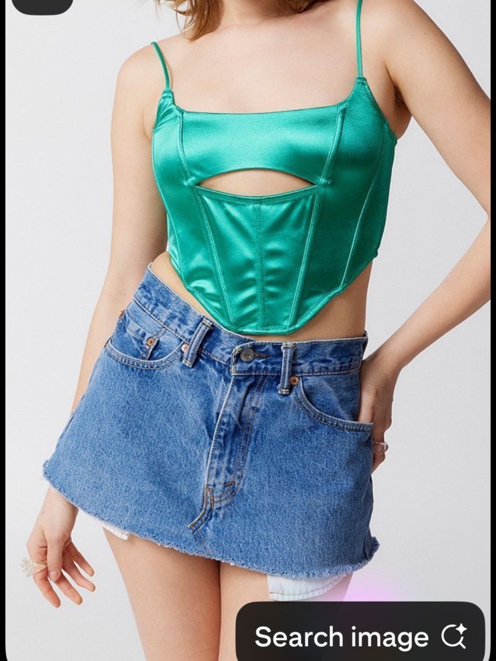 Out From Under Size S Emerald Satin Corset Top Lace Up Bustier Y2K Coquette